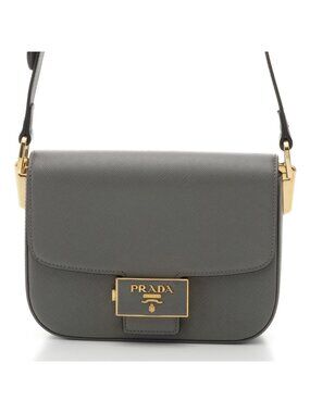 Prada Shoulder Bag Saffiano Leather Gray